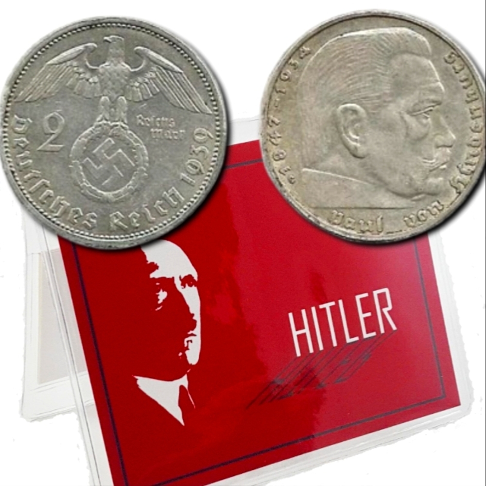 World War Two WWII Certified German Third Reich 2 Reichsmark SILVER Coin Album.